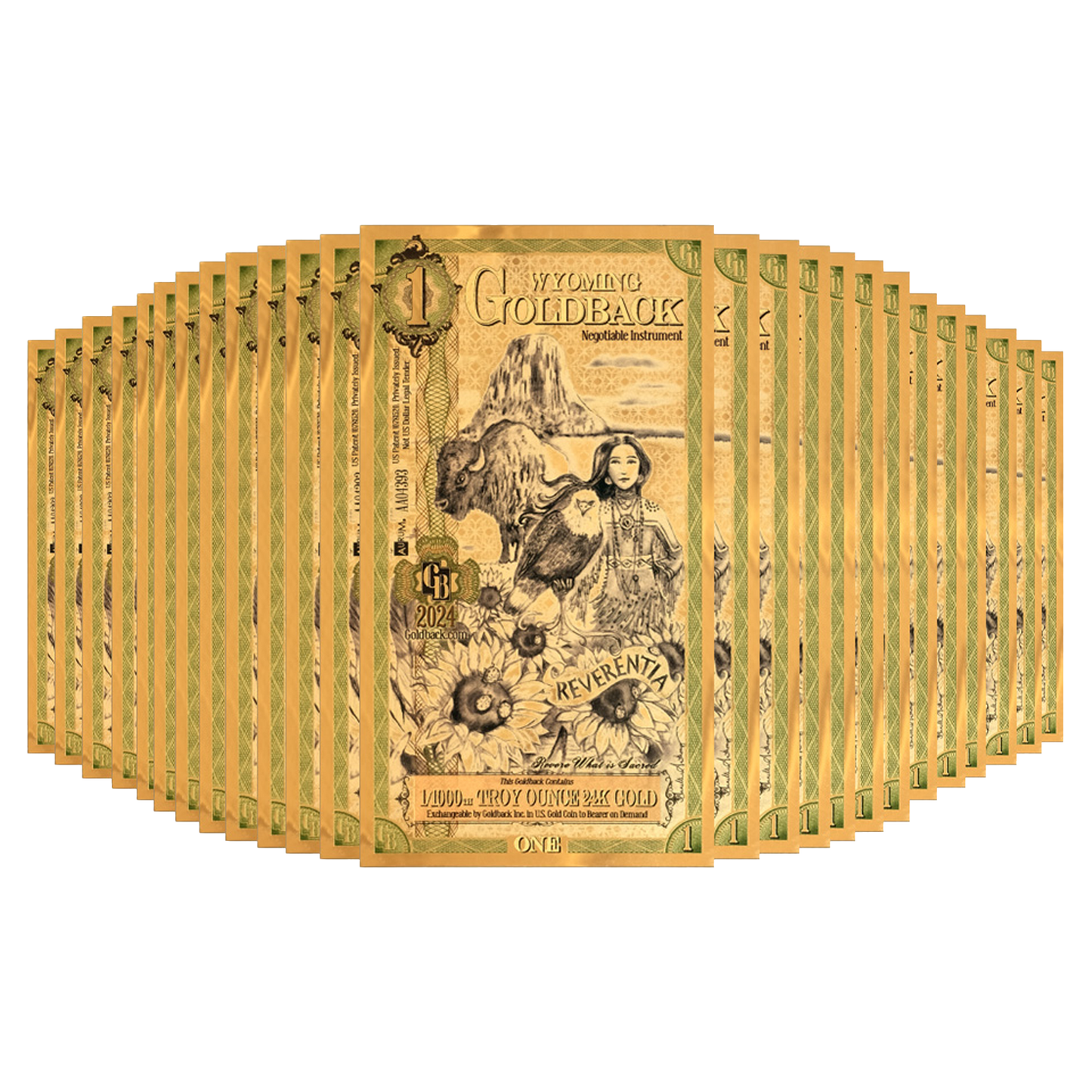 Buy 1 Wyoming Goldback Gold Notes Pack (50 pcs) 24K