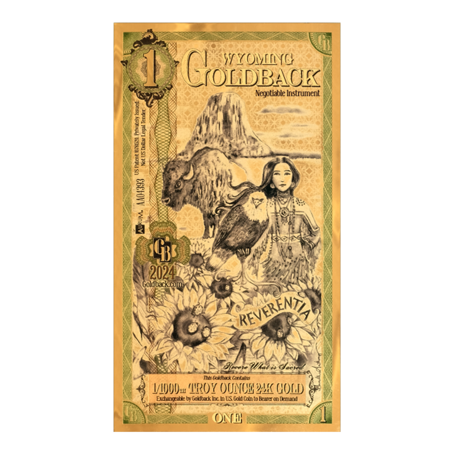 Buy 1 Wyoming Goldback Gold Notes Pack (50 pcs) 24K