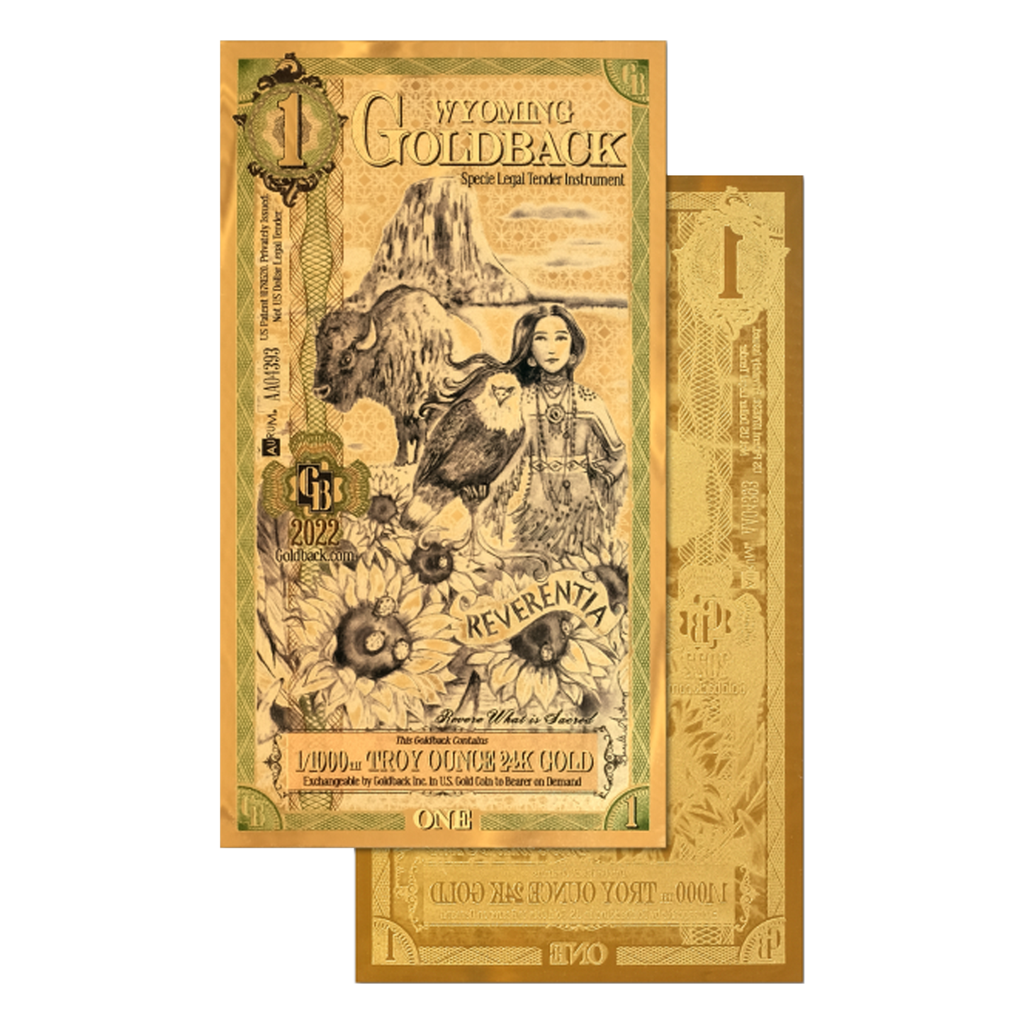 Buy 1 Wyoming Goldback Gold Notes Pack (50 pcs) 24K