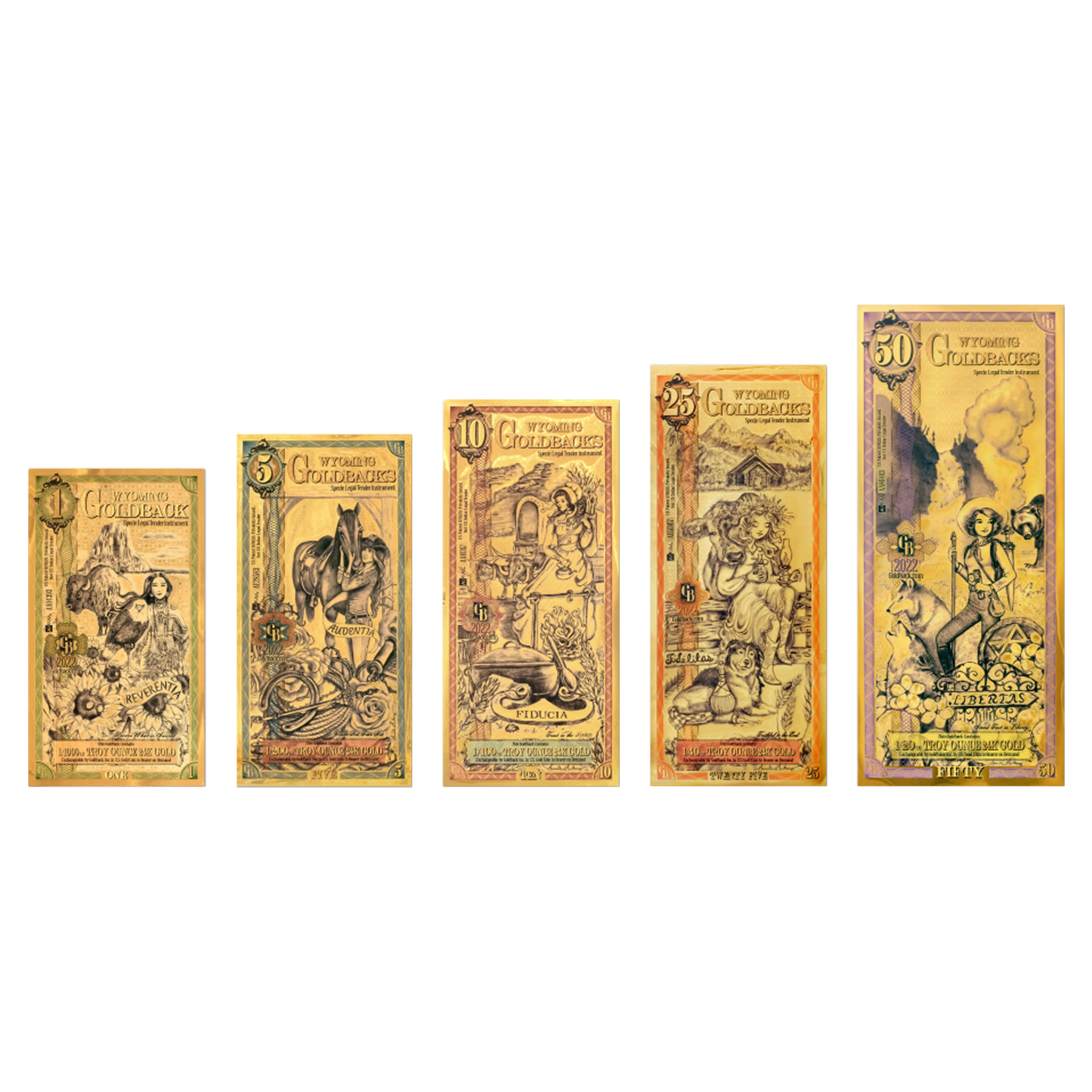 Buy Wyoming Goldback Gold Notes Full Set 24k
