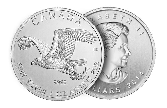 2014 1 oz Silver Bald Eagle Coins - Canadian Birds of Prey Series