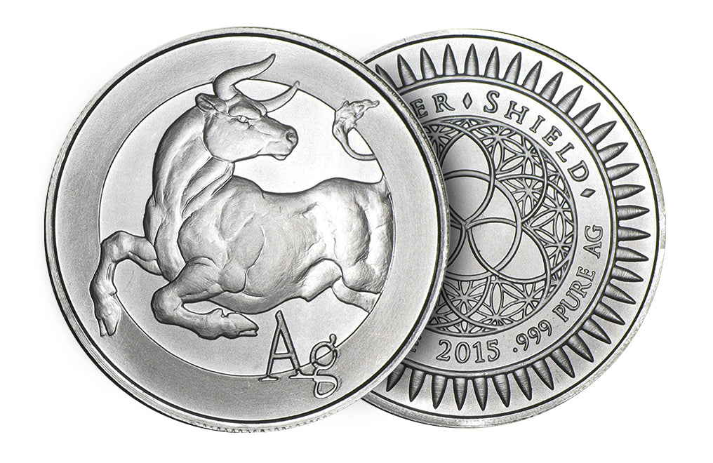 Buy 1 oz Silver ''Bull''-Silver Shield Round .999 (Random Year)