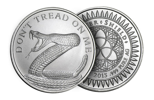 Buy 1 oz Silver ''Don't Tread On Me''- Silver Shield BU Round .999 (Random Year)