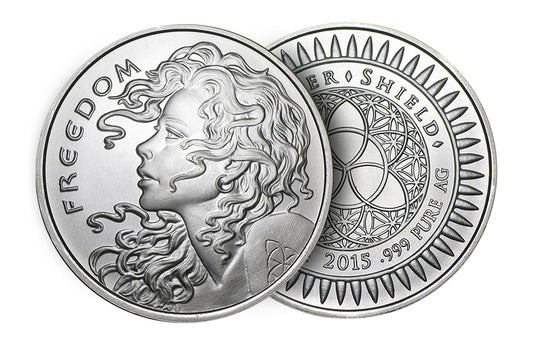 Buy 1 oz Freedom Girl Silver Shield Rounds (Random Year)