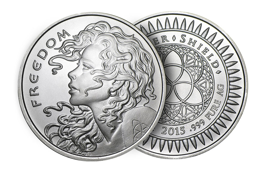 Buy 1 oz Freedom Girl Silver Shield Rounds (Random Year)
