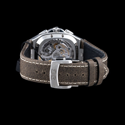 Glashütte Original 1-37-02-09-02-62 Seventies Chronograph Panorama Date Fab Green on Leather Strap