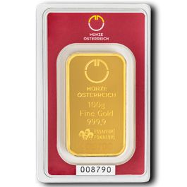 100g Gold Bar Austrian Mint