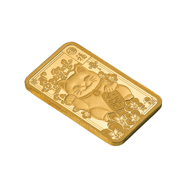 2.5g PAMP Gold Bar Lucky Cat Minted Bar