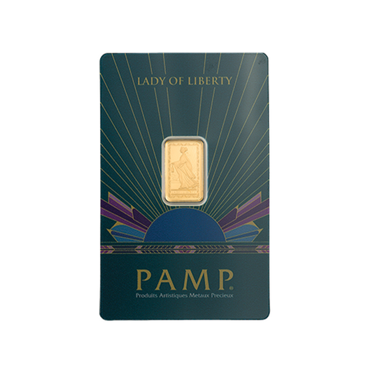 2.5g PAMP Lady of Liberty Gold Minted Bar