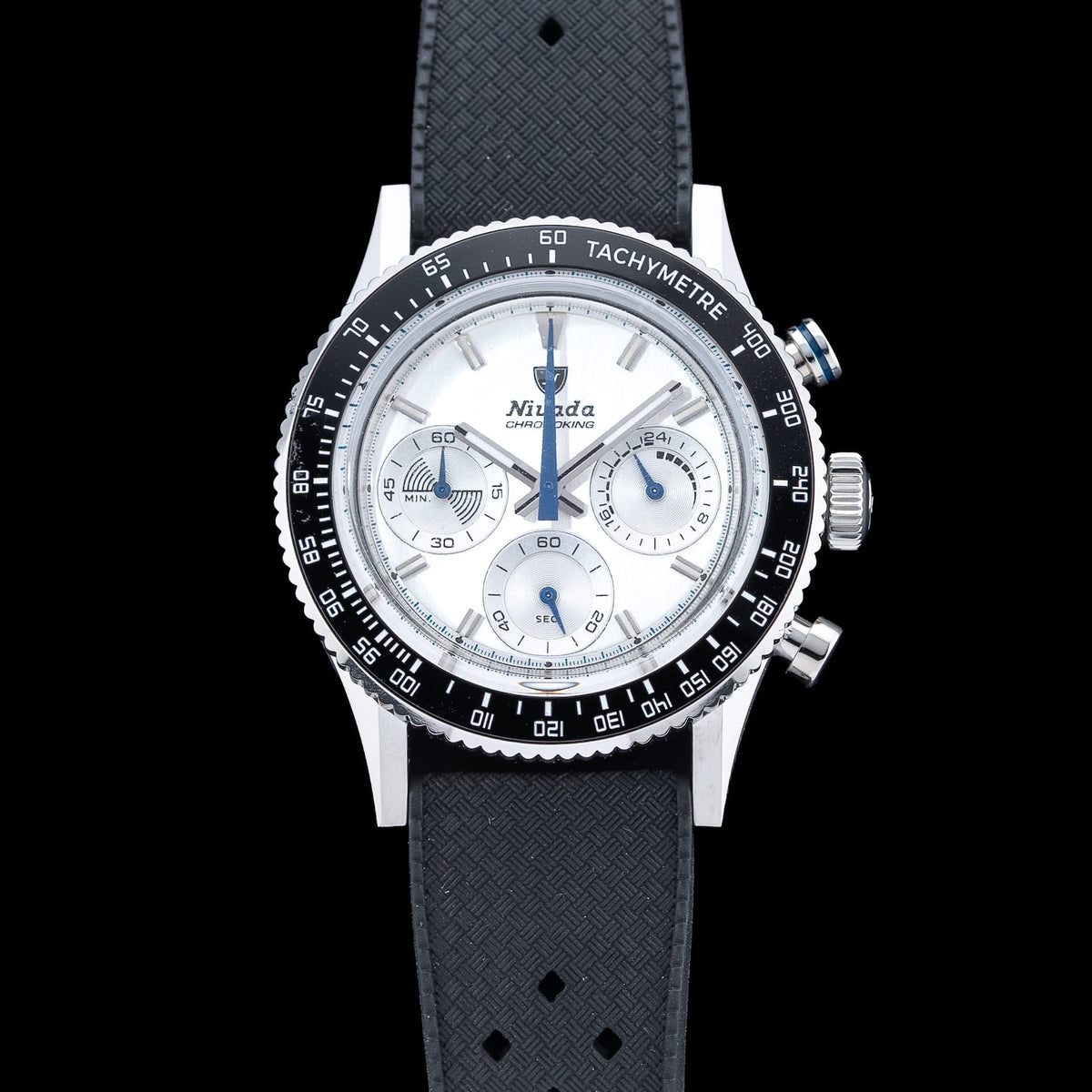 Nivada Grenchen 87046Q01 Chronoking Mecaquartz Racing Grey on Rubber Tropic Strap