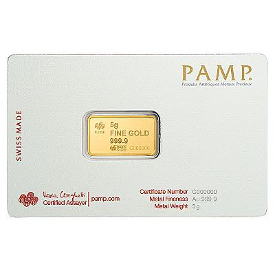 PAMP Suisse 5 Gram Liberty Bell Gold Bar