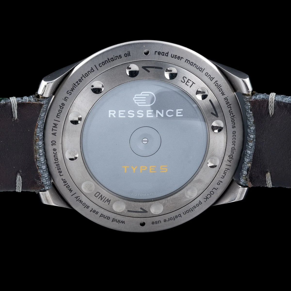 Ressence Type 5 LUM Luminova Grey Strap Ardillon Buckle