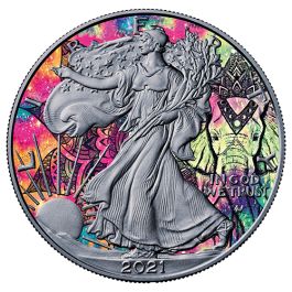 1 oz Silver Eagle 2021 – The Elephant, Spirit Animals – Art Color Collection Series