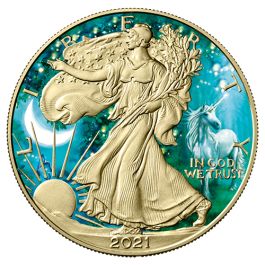1 oz Silver Eagle 2021 – The Unicorn, Spirit Animals – Art Color Collection Series