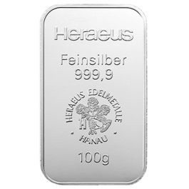 100g Silberbarren Heraeus