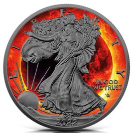 1 oz Silver American Eagle – “Sun Eclipse” – coloured & ruthenium-plated, Golden Noir Series