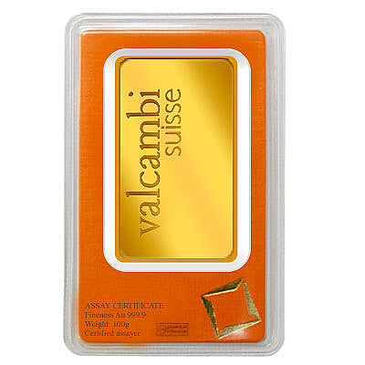 Valcambi Suisse 100 Gram Gold Bar